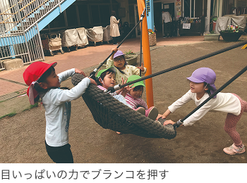 目いっぱいの力でブランコを押す